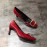 Roger Vivier New Patent Leather Square Buckle High Heels For Women Red