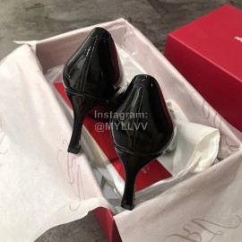 Roger Vivier New Patent Leather Square Buckle High Heels For Women Black
