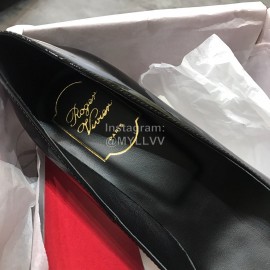 Roger Vivier New Patent Leather Square Buckle High Heels For Women Black