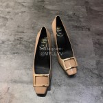 Roger Vivier New Patent Leather Square Buckle High Heels For Women Khaki