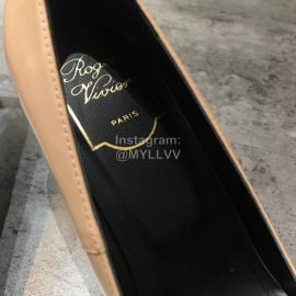 Roger Vivier New Patent Leather Square Buckle High Heels For Women Khaki