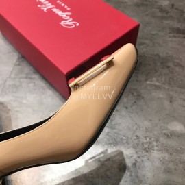 Roger Vivier New Patent Leather Square Buckle High Heels For Women Khaki