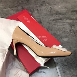 Roger Vivier New Patent Leather Square Buckle High Heels For Women Khaki