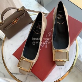 Roger Vivier New Patent Leather Square Buckle High Heels For Women Gray