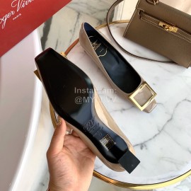 Roger Vivier New Patent Leather Square Buckle High Heels For Women Gray