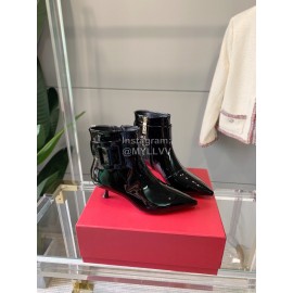 Roger Vivier Patent Leather Square Buckle Pointed High Heel Boots