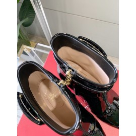 Roger Vivier Patent Leather Square Buckle Pointed High Heel Boots