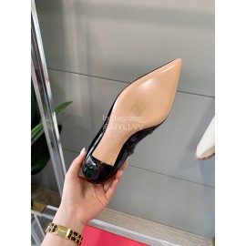 Roger Vivier Patent Leather Square Buckle Pointed High Heel Boots