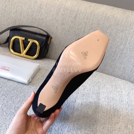 Roger Vivier New Velvet Square Buckle High Heel Boots Black