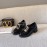 Roger Vivier Autumn Winter New Black Square Buckle Leather Shoes  