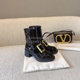 Roger Vivier Autumn Winter New Black Patent Leather Boots For Women 