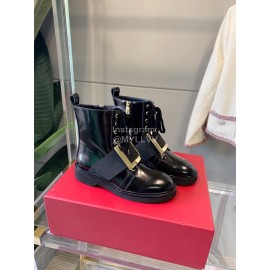 Roger Vivier Autumn Winter Fashion Black Leather Martin Boots For Women 