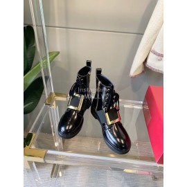 Roger Vivier Autumn Winter Fashion Black Leather Martin Boots For Women 