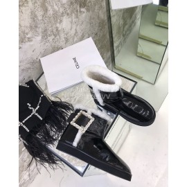 Roger Vivier Autumn Winter Lamb Wool Boots For Women Black