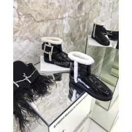 Roger Vivier Autumn Winter Lamb Wool Boots For Women Black