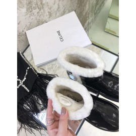 Roger Vivier Autumn Winter Lamb Wool Boots For Women Black