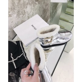 Roger Vivier Autumn Winter Lamb Wool Boots For Women Silver