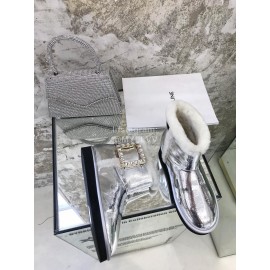 Roger Vivier Autumn Winter Lamb Wool Boots For Women Silver