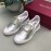 Roger Vivier Spring Summer Diamond Square Buckle Leather Casual Shoes Silver
