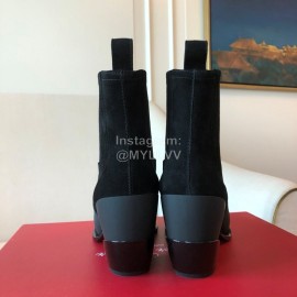 Roger Vivier Winter New Diamond Square Buckle High Heel Boots Black