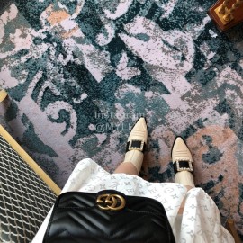 Roger Vivier Winter New Diamond Square Buckle Leather High Heel Boots White