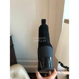 Roger Vivier Winter New Gold Square Buckle High Heel Boots Black