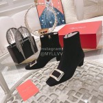 Roger Vivier Lambskin High Heeled Chelsea Boots For Women Black