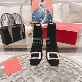 Roger Vivier Lambskin High Heeled Chelsea Boots For Women Black