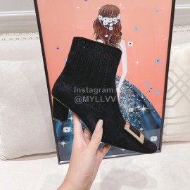 Roger Vivier Lambskin High Heeled Chelsea Boots For Women Black