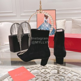 Roger Vivier Lambskin High Heeled Chelsea Boots For Women Black