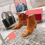 Roger Vivier Lambskin High Heeled Chelsea Boots For Women Brown