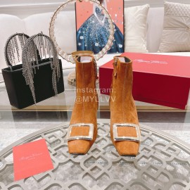 Roger Vivier Lambskin High Heeled Chelsea Boots For Women Brown