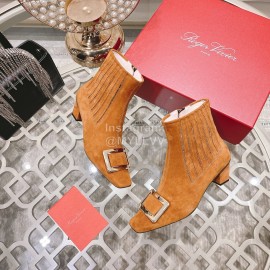 Roger Vivier Lambskin High Heeled Chelsea Boots For Women Brown