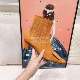 Roger Vivier Lambskin High Heeled Chelsea Boots For Women Brown