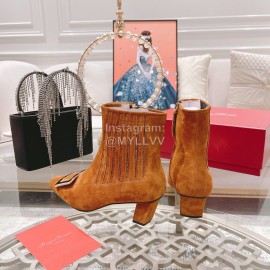 Roger Vivier Lambskin High Heeled Chelsea Boots For Women Brown