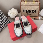 Roger Vivier Lambskin Diamond Buckle Sandals For Women 