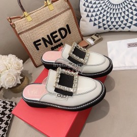 Roger Vivier Lambskin Diamond Buckle Sandals For Women 