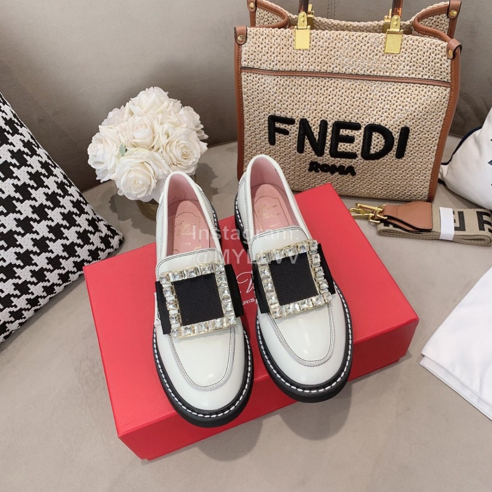 Roger Vivier Lambskin Diamond Buckle Loafers For Women 