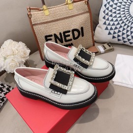 Roger Vivier Lambskin Diamond Buckle Loafers For Women 