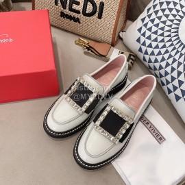 Roger Vivier Lambskin Diamond Buckle Loafers For Women 