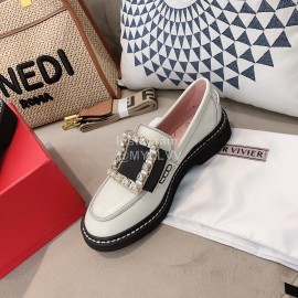 Roger Vivier Lambskin Diamond Buckle Loafers For Women 