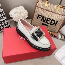 Roger Vivier Lambskin Diamond Buckle Loafers For Women 