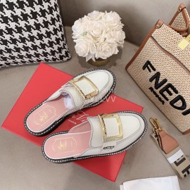 Roger Vivier Lambskin Square Buckle Sandals For Women 