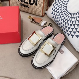 Roger Vivier Lambskin Square Buckle Sandals For Women 