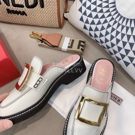 Roger Vivier Lambskin Square Buckle Sandals For Women 