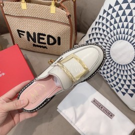 Roger Vivier Lambskin Square Buckle Sandals For Women 