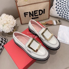 Roger Vivier Lambskin Square Buckle Loafers For Women 