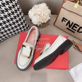 Roger Vivier Lambskin Square Buckle Loafers For Women 