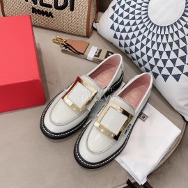 Roger Vivier Lambskin Square Buckle Loafers For Women 