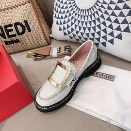 Roger Vivier Lambskin Square Buckle Loafers For Women 